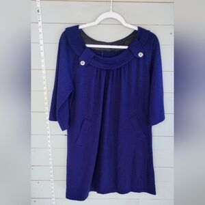 Elegant Blue Cowl Neck Dress